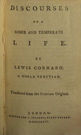 Discourses on a sober and temperate life