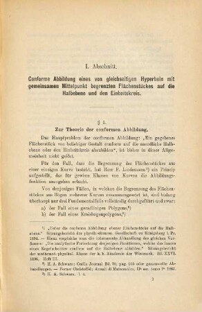 Conforme Abbildung eines von concentrischen, gleichseitigen Hyperbeln oder gewissen Kurven nter Ordnung begrenzten Flächenstückes auf den Einheitskreis : Gekrönte Preisschrift ...