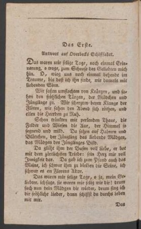 Das Erste. Antwort auf Overbecks Schifffahrt.
