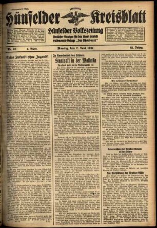 Erste Ausgabe vom Montag, den 07. Juni 1937.