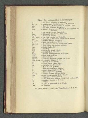 Liste der gebrauchten Abkürzungen.