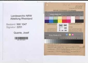 Entnazifizierung Josef Quante , geb. 20.07.1905 (Angestellter)