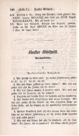 Fünfter Abschnitt. Decimalbrüche.