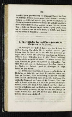 ¬Das¬ Wirken der englischen Fräulein in Bucharest (in der Wallachei)