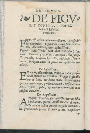 De Figvris Constrvctionis. Ioannes Sulpitius. Verulanus.
