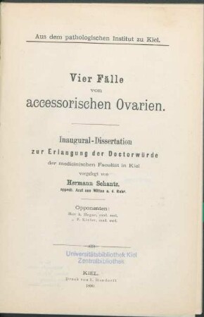 Vier Fälle von accessorischen Ovarien