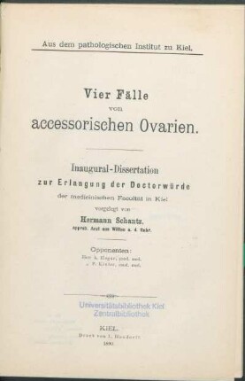 Vier Fälle von accessorischen Ovarien