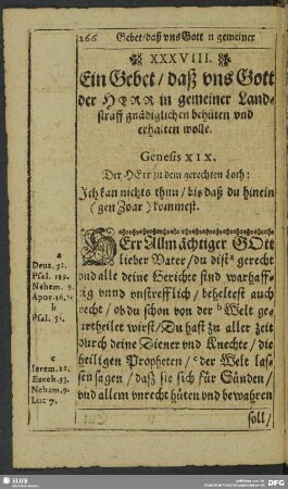 XXXVIII. Gebet daß uns Gott in gemeiner Landstraff gnädiglich behüten wolle