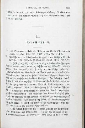 439-440 [Rezension] D'Eyragues, M. B., Les Psaumes traduits de l'Hébreu avec notes et commentaires