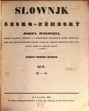 Slownjk česko-německý Josefa Jungmanna. 2, K - O
