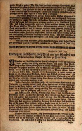 Circular Rescript so Ihro Königl. Majestät zu Hungarn und Böheim, Ertzhertzogin zu Österreich, ec. an Dero Königl. Ministros an auswärtigen Höfen allergnädigst ergehen lassen : [Wienn, den 18. Julii 1744]