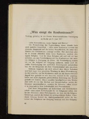 "Was einigt die Konfessionen?"