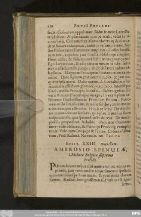 Epist. XXIII. Bruxellam. Ambrosio Spinulae, Militiae Belgicae supremo Praefecto.