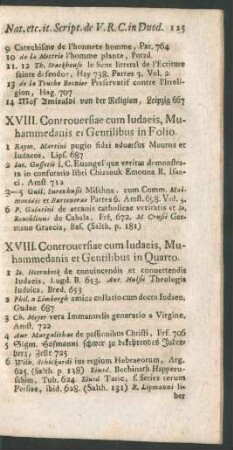 XVIII. Controversiae cum Iudaeis, Muhammedanis et Gentilibus