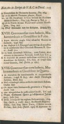XVIII. Controversiae cum Iudaeis, Muhammedanis et Gentilibus