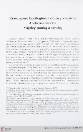 Rysunkowe florilegium i obrazy kwiatów Andreasa Stecha. Między nauką a sztuką
