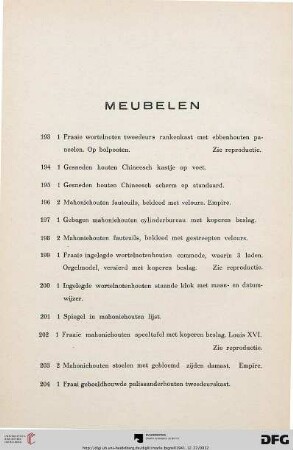 Meubelen (Nr. 193-292)