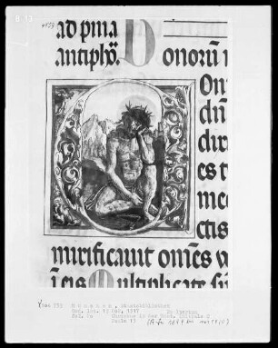 Psalterium — Initiale C, darin Herrgottsruhbild, Folio 20