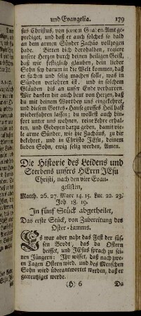 Die Historie des Leidens und Sterbens unsers Herrn Jesu Christi, nach den vier Evangelisten,[...]