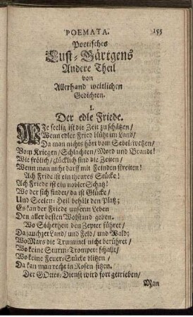 Poetisches Lust-Gärtgens Andere Theil von Allerhand weltlichen Gedichten
