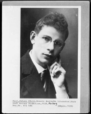 Johannes Klein, 1933-1938 Provatdozent der Neueren Deutschen Literatur in Marburg, nach seiner Promotion