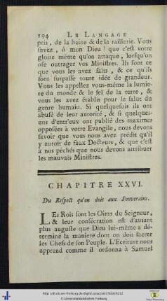 Chap. XXVI. Du Respect qu’on doit aux Souverains.