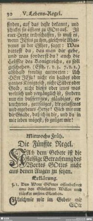 Mittwochs Früh. Die Fünffte Regel