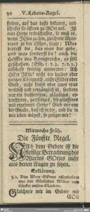 Mittwochs Früh. Die Fünffte Regel