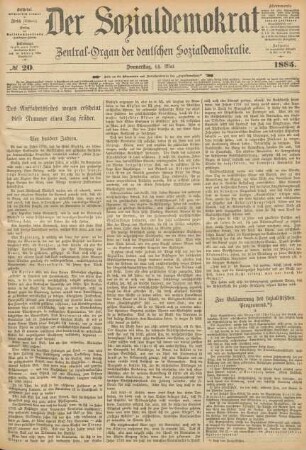 No 20. Donnerstag, 14. Mai 1885.