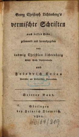 Georg Christoph Lichtenberg's Vermischte Schriften. 3