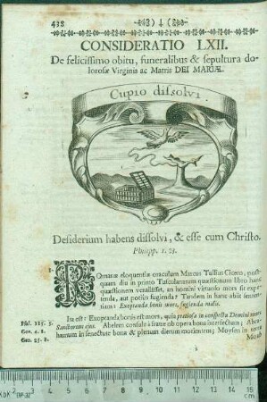 Consideratio LXII. De felicissimo obitu, funeralibus & sepultura dolorosæ Virginis ac Matris Dei Mariæ.