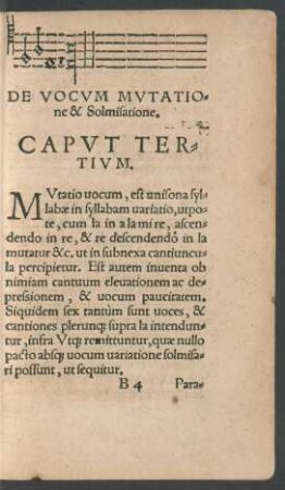 De Vocum Mutatione & Solmisatione. Caput Tertium.