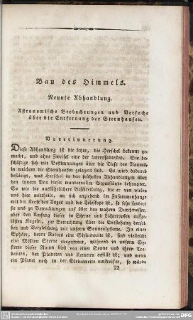Neunte Abhandlung. Astronomische Beobachtungen und Versuche über die Entfernung der Sternhaufen