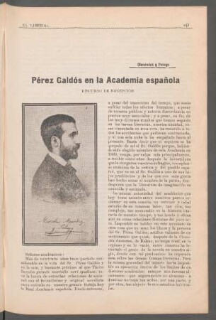 Pérez Galdós en la Academia Española : Discurso de recepción
