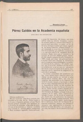 Pérez Galdós en la Academia Española : Discurso de recepción