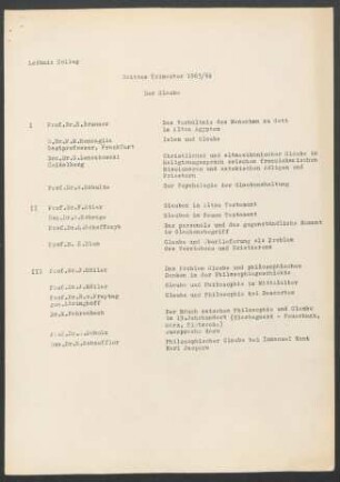 Drittes Trimester 1963/64