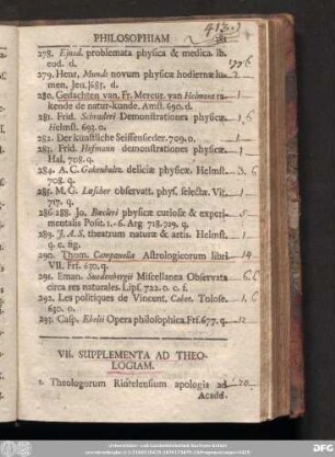 VII. Supplementa Ad Theologiam.