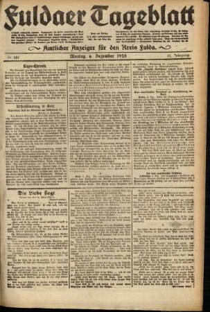 Ausgabe vom Montag, den 06. Dezember 1920.
