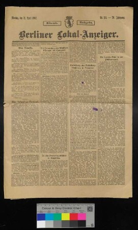 Berliner Lokal-Anzeiger, Abend Ausgabe vom 21. April 1902