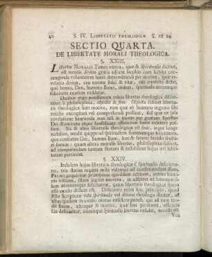 Sectio Quarta. De Libertate Morali Theologica.