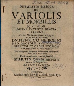 Disputatio Medica De Variolis Et Morbillis