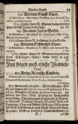 Nun folgen auch etliche Weibliche Titul.