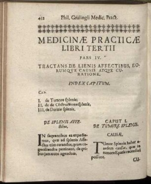 Pars IV. Tractans De Lienis Affectibus, Eorumque Causis Atque Curatione.