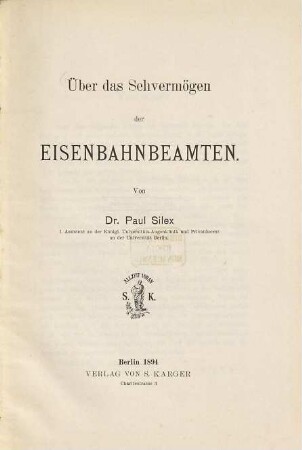 Über das Sehvermögen der Eisenbahnbeamten