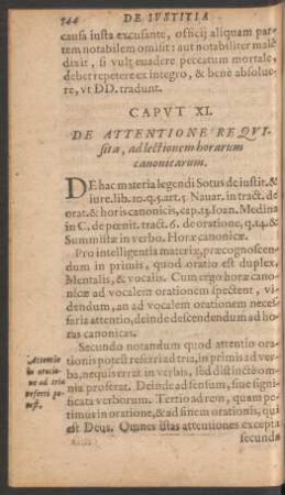 Caput XI. De Attentione Requisita, ad lectionem horarum canonicarum.