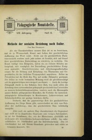 Methode der sozialen Erziehung nach Sailer