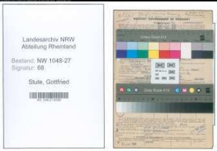 Entnazifizierung Gottfried Stute , geb. 20.03.1903 (Angestellter)