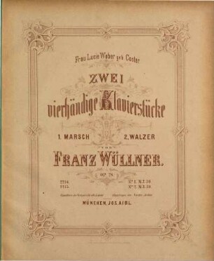 2 vierhändige Klavierstücke : op. 28, 1 u. 2. 2, Walzer : op. 28,2