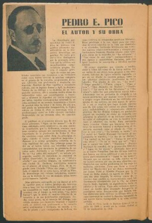 Pedro E. Pico : El autor y su obra