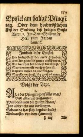 Epistel am heiligen Pfingsttag.